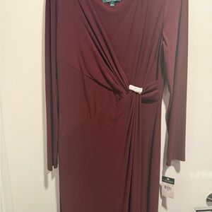Ralph Lauren Blue Label Burgundy Long Sleeve Dress